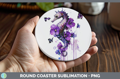 GorgeousBS04 Purple Drips Round Coaster design.