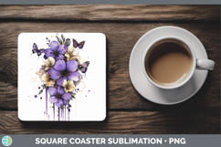 GorgeousBS04 Purple Drips Square Coaster design.