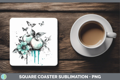 GorgeousBS05 Teal Drips Square Coaster design.