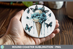 GorgeousBS05 Teal Drips Round Coaster design.