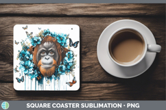 GorgeousBS05 Teal Drips Square Coaster design.