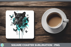 GorgeousBS05 Teal Drips Square Coaster design.