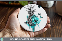 GorgeousBS05 Teal Drips Round Coaster design.