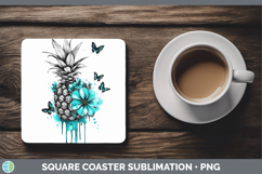 GorgeousBS05 Teal Drips Square Coaster design.