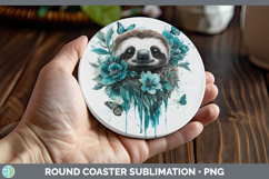 GorgeousBS05 Teal Drips Round Coaster design.