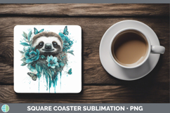 GorgeousBS05 Teal Drips Square Coaster design.