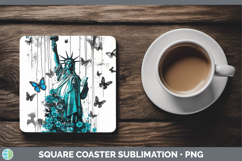 GorgeousBS05 Teal Drips Square Coaster design.