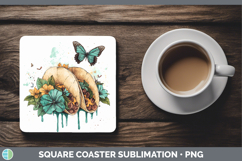 GorgeousBS05 Teal Drips Square Coaster design.