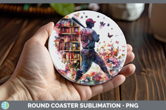 GorgeousBS06 Bookshelf Round Coaster design.