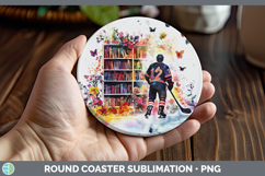 GorgeousBS06 Bookshelf Round Coaster design.