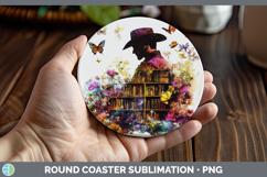 GorgeousBS07 Bookshelf Round Coaster design.