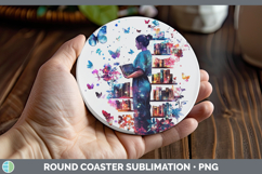 GorgeousBS07 Bookshelf Round Coaster design.