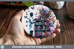 GorgeousBS07 Bookshelf Round Coaster design.