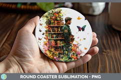 GorgeousBS07 Bookshelf Round Coaster design.