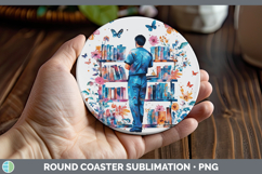 GorgeousBS07 Bookshelf Round Coaster design.