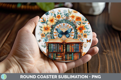 GorgeousBS08 Bookshelf Round Coaster design.