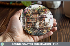 GorgeousBS08 Bookshelf Round Coaster design.
