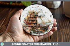 GorgeousBS08 Bookshelf Round Coaster design.