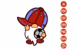 Layered mandala of a soccer player gnome with a ball SVG Product Image 1