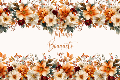 Watercolor Floral Clipart -Autumn flowers seamless border Product Image 1
