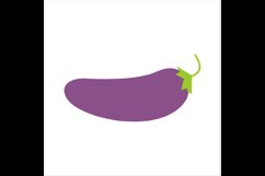 Fresh eggplant with green leaves, vector image Product Image 1