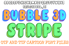 Bubble 3D stripe Cartoon Alphabet Lettering ABC Text Font Handwriting OTF by Squeeb Creative
