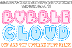 Bubble Cloud Font Doodle Lettering Fluffy Cartoon ABC OTF by Squeeb Creative