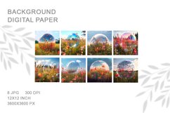 Bubble Flowers Background Digital Paper Wallpaper BG Product Image 2