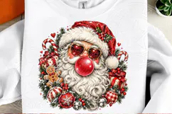 Bubble Gum Santa Christmas PNG | Heart Sunglasses Santa Subl Product Image 2