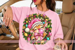 Bubblegum Reindeer PNG with Pink Hat and Christmas Lights Product Image 2