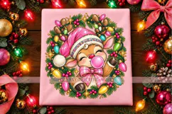 Bubblegum Reindeer PNG with Pink Hat and Christmas Lights Product Image 4