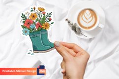 Bucket Boots Flowers Sticker, Garden Boots Sticker Product Image 1