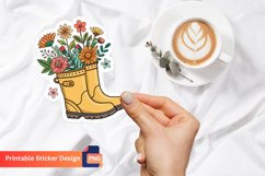Bucket Boots Flowers Sticker, Garden Boots Sticker Product Image 1