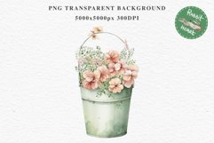 Bucket Floral Flower Wreath Clipart PNG Scrapbooking Image Nursery Watercolor  Transparent wedding invitation shirt designs sublimation printable digital bloom watercolor floral wreath, flowers bucket clipart, sublimation nursery drawing, wedding invitati