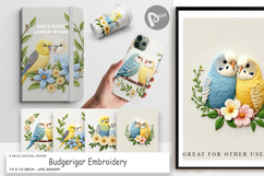 Digital Paper Budgerigar Embroidery Product Image 1