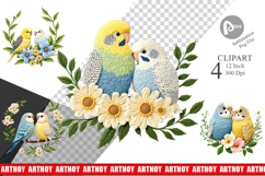 Budgerigar Embroidery Clipart Product Image 1