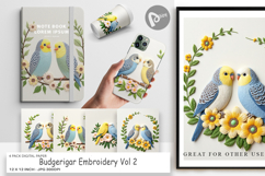 Digital Paper Budgerigar Embroidery Product Image 1