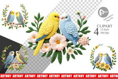 Budgerigar Embroidery Clipart Product Image 1
