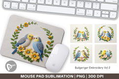 Mouse Pad Budgerigar Embroidery Product Image 1