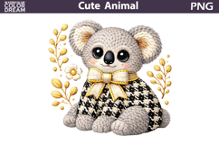 Koala Floral Clipart | Buffalo Animal Bow Sublimation Product Image 1