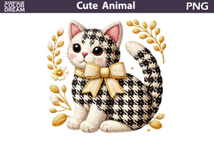 Cat Floral Clipart | Buffalo Animal Bow Sublimation Product Image 1