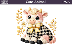 Cow Floral Clipart | Buffalo Animal Bow Sublimation Product Image 1