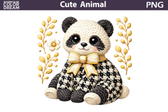 Panda Floral Clipart | Buffalo Animal Bow Sublimation Product Image 1