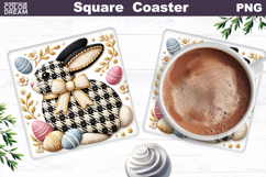 Easter Bunny Square Coaster | Spring Rabbit Sublimation Product Image 1