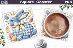 Easter Bunny Square Coaster | Spring Rabbit Sublimation Product Image 1