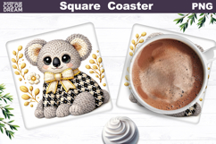 Koala Floral Square Coaster | Spring Animal Sublimation Product Image 1