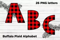 Buffalo Plaid Alphabet. Christmas sublimation PNG clipart Product Image 1