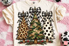 Buffalo Plaid Bow Christmas Trees Leopard, Camo & Polka Dot Product Image 1