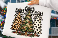 Buffalo Plaid Bow Christmas Trees Leopard, Camo & Polka Dot Product Image 5