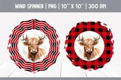 Christmas Highland Cow Wind Spinner Sublimation | Winter PNG Product Image 1